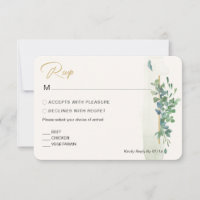 Rustic Chic Gold Greenery Eucalyptus Wedding RSVP