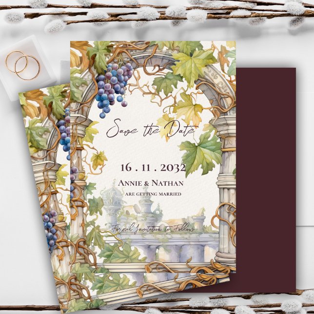 Rustic Chic Grapevine-Inspired  Winery Wedding  Save The Date (Rustic Chic Grapevine-Inspired Winery Wedding Save The Date Invitation )