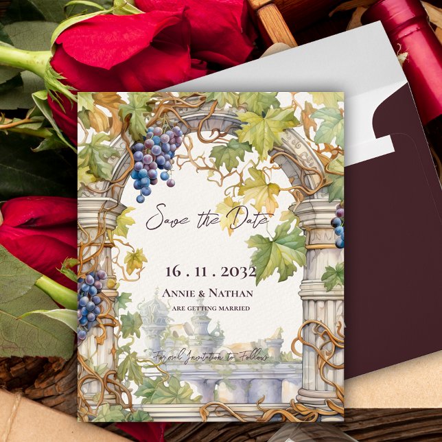 Rustic Chic Grapevine Wine Wedding Save the Date (Rustic Chic Grapevine-Inspired Winery Wedding Save the Date)