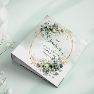 Rustic Chic Green and Gold Botanical Wedding Memor Binder