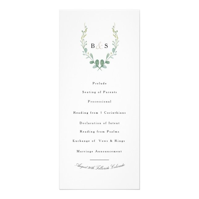 Rustic Chic Greenery Watercolor | Wedding Rack Card (Front)