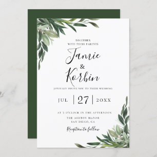 Rustic Chic Greenery Wedding Invitation