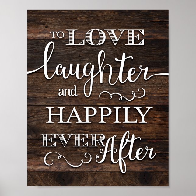 Rustic Chic HAPPILY EVER AFTER Sign Print (Front)