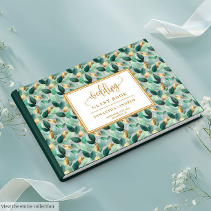 Rustic Chic Hunter Green And Gold Guest Book