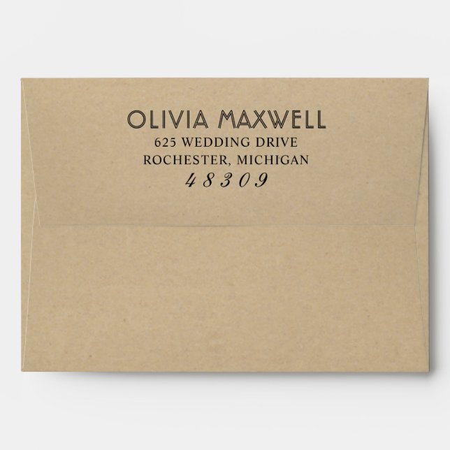 Rustic Chic Kraft and Black Wedding Mailing Envelope (Back (Top Flap))