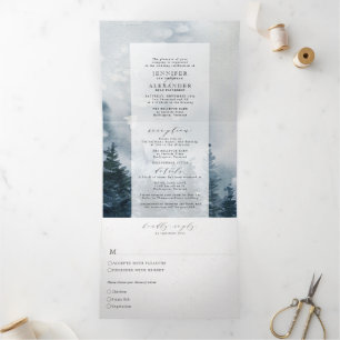 Rustic Chic Lakeside Mountains Wedding Tri-Fold Invitation