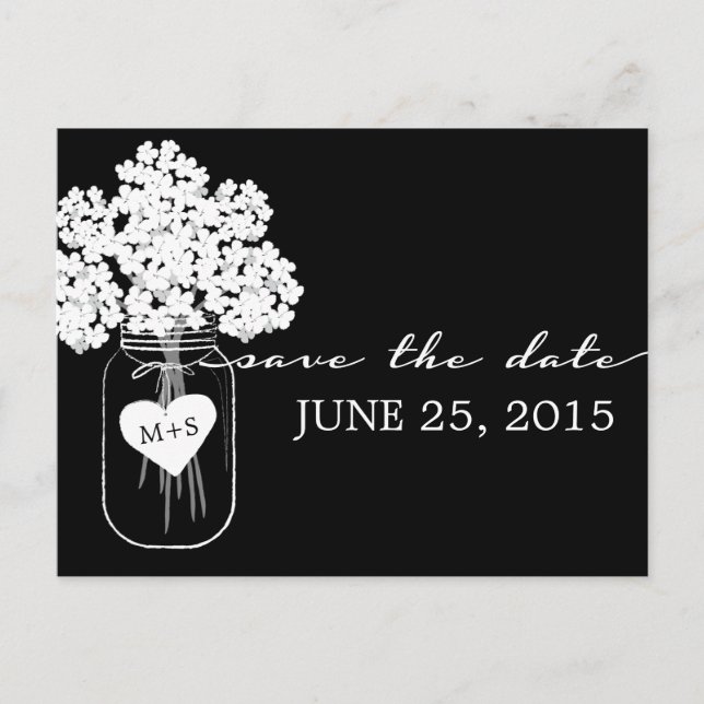 Rustic Chic Mason Jar Wedding Save the Date Announcement Postcard (Front)
