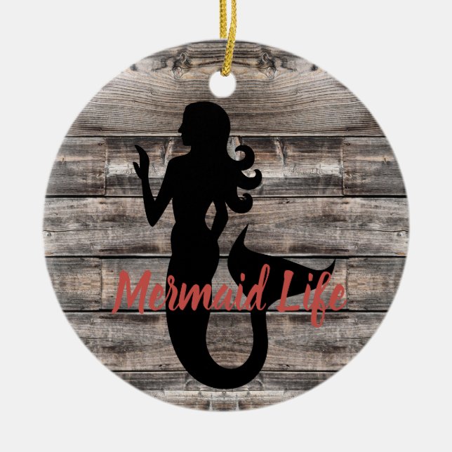 rustic chic MERMAID design style | Ceramic Ornament (Front)