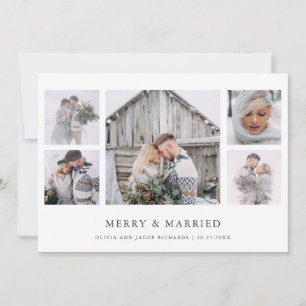 Rustic Chic   Merry and Married Photo Grid Holiday Card