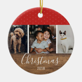 Rustic Chic Modern Multi Photo Ceramic Ornament