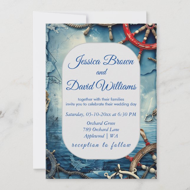 Rustic Chic Nautical Wedding Invitation (Front)