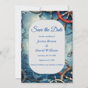 Rustic Chic Nautical Wedding Save The Date Card