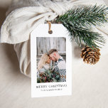 Rustic Chic | Photo Christmas Holiday Gift Tags<br><div class="desc">These elegant,  rustic style Christmas gift tags feature your personal photo with a simple white background and classic,  dark grey text that says "Merry Christmas",  but you can change it to any greeting you prefer. The perfect minimalist look for your holiday greetings!</div>