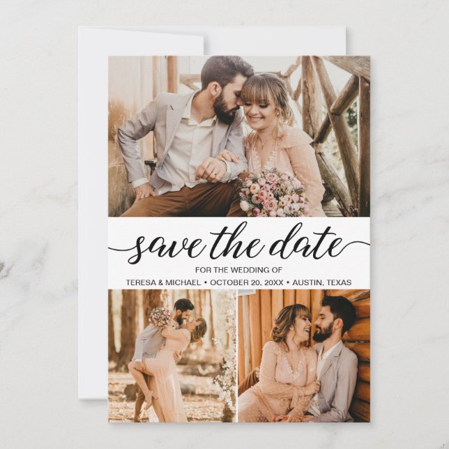 Rustic Chic Photo Grid Wedding  Invitation (Front)