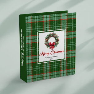 Rustic chic pine wreath with red green plaid photo binder