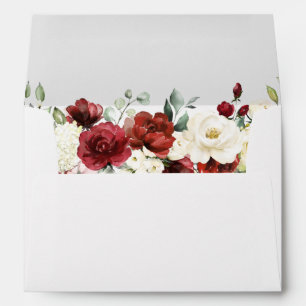 Rustic Chic Red White Rose Floral Return Address Envelope