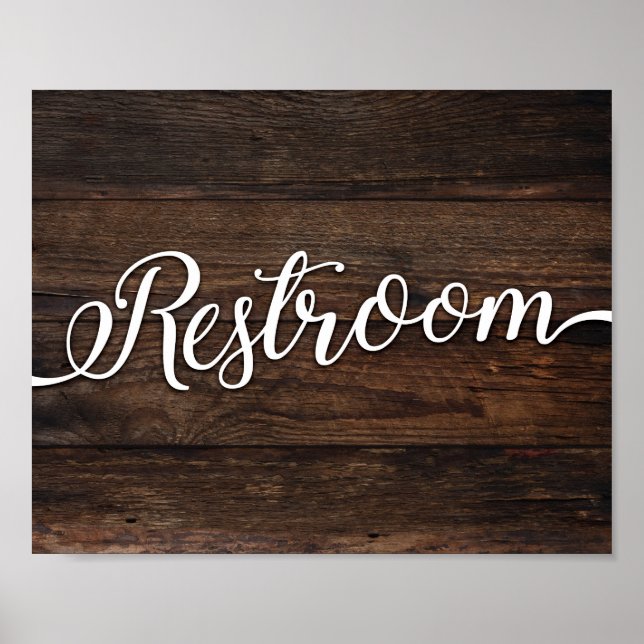 Rustic Chic RESTROOM Sign Print (Front)