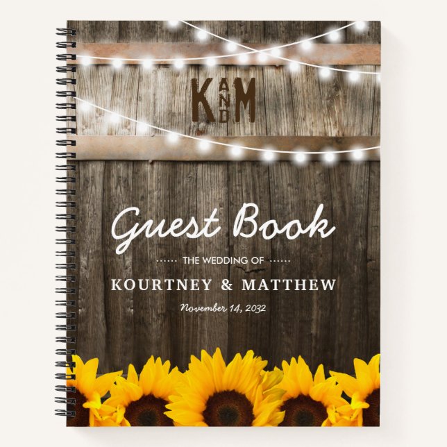 Rustic Chic Sunflower Mariage Livre d'invité (Devant)
