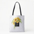 Rustic Chic Sunflowers and Dots with Monogram