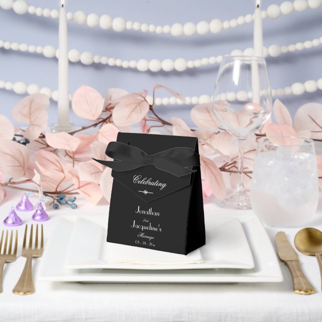 Rustic Chic Thank You Black White Elegant Wedding Favor Box (Wedding)