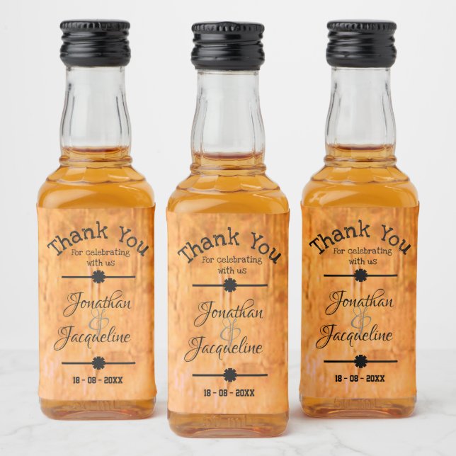 Rustic Chic Thank You Custom Names Wedding Mini Liquor Bottle Label (Bottles)