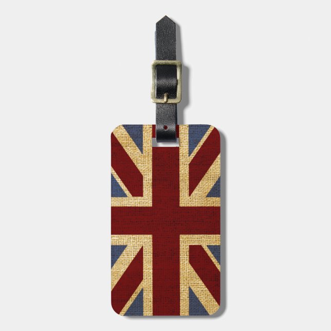 Rustic Chic Union Jack Luggage Tag (Front Vertical)