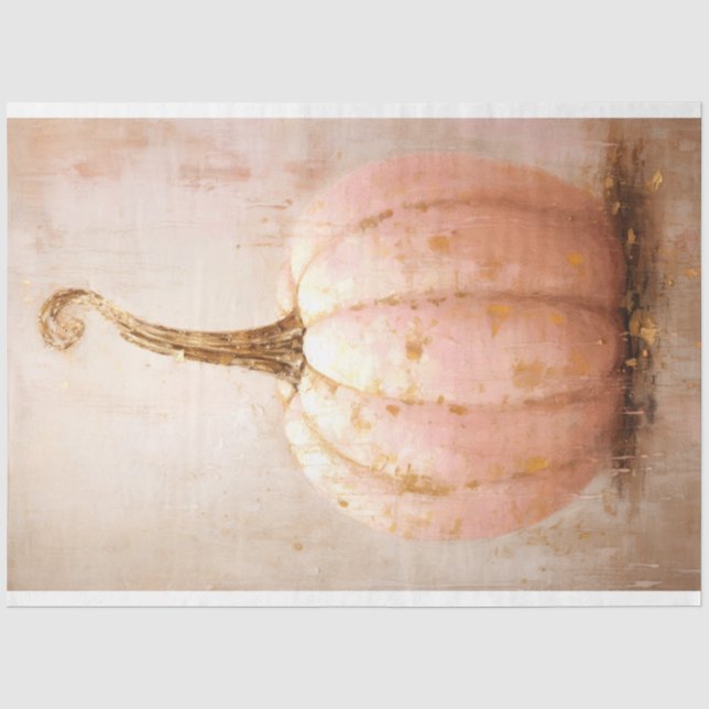 Rustic Chic Vintage Pink Pumpkin Decoupage Tissue Paper (Front)