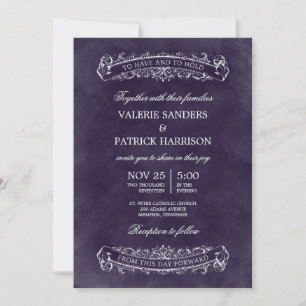 Rustic Chic Wedding Invitation - Purple