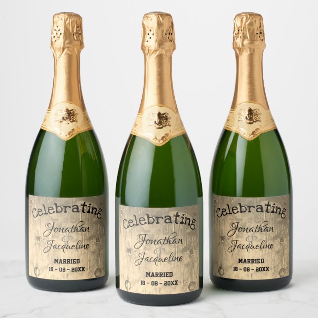 Rustic Chic Wedding Personalized Sparkling Wine La Sparkling Wine Label (Bottles)