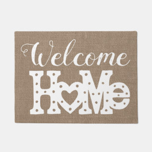 Rustic Chic "Welcome Home" Burlap Effect Doormat