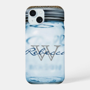 rustic chic western burlap customizable mason jar iPhone 15 case