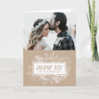 Rustic Chic White Flowers on Kraft Paper Thank You
