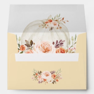 Rustic Chic White Pumpkin Fall Flowers Wedding Envelope