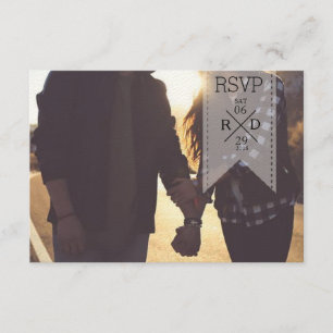 Rustic & Chic White Ribbon Overlay   Wedding RSVP