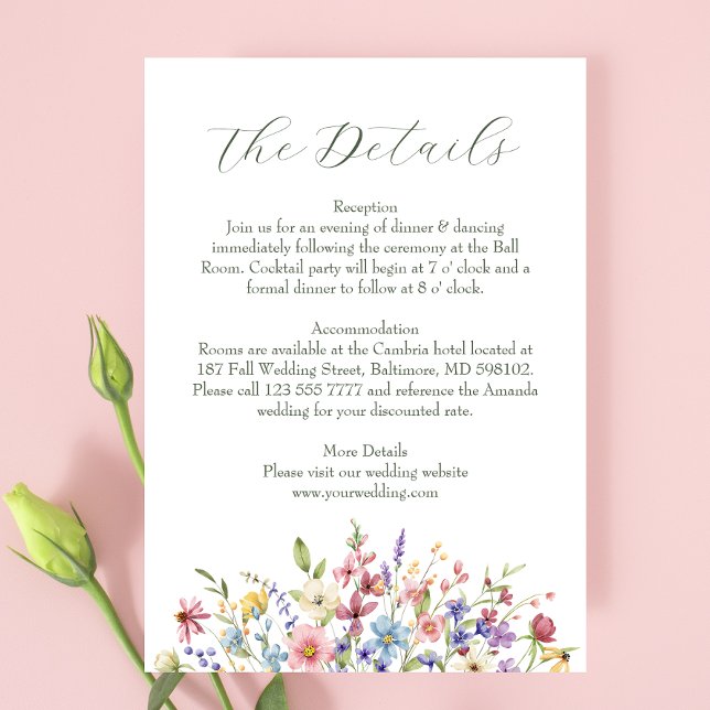 Rustic Chic Wildflower Garden Wedding Enclosure Card (Creator Uploaded)