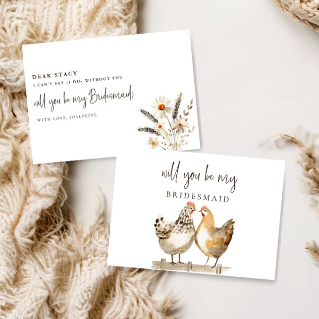 Rustic Chicken Be My Bridesmaid Proposal Card (Creator Uploaded)