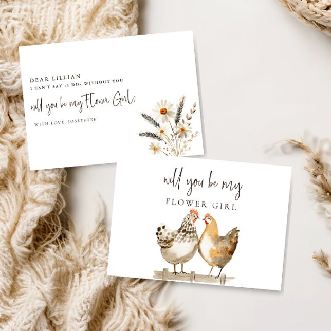 Rustic Chicken Be My Flower Girl Proposal Card (Creator Uploaded)