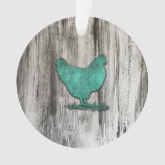 Rustic Chicken (Blue) Ornament