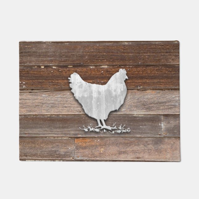Rustic Chicken (Brown Boards) Doormat (Front)