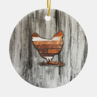 Rustic Chicken (Brown) Ceramic Ornament