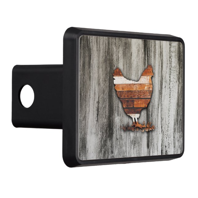Rustic Chicken (Brown) Trailer Hitch Cover (Right)