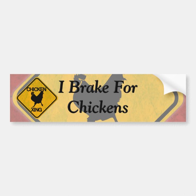 Rustic Chicken Crossing Sign Bumper Sticker (Front)