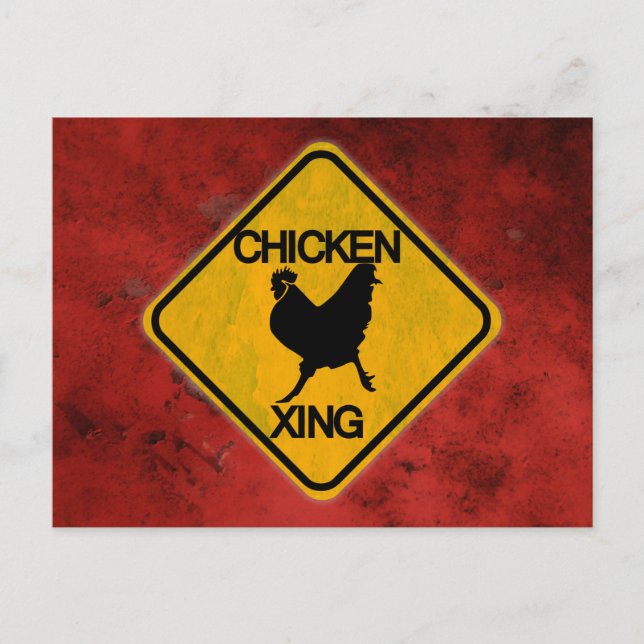 Rustic Chicken Crossing Sign Postcard (Front)