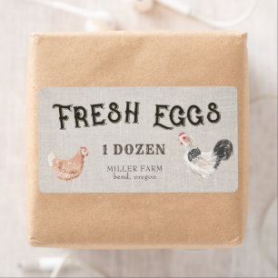 Rustic Chicken Decorative Script Egg Carton Label
