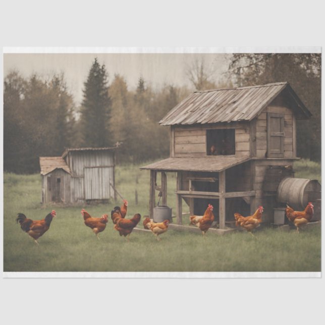 Rustic Chicken Decouapge 18lbs Tissue Paper (Front)