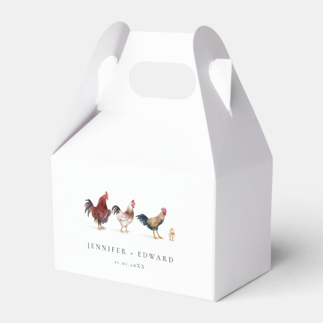 Rustic Chicken Farm Wedding Favor Box (Front Side)