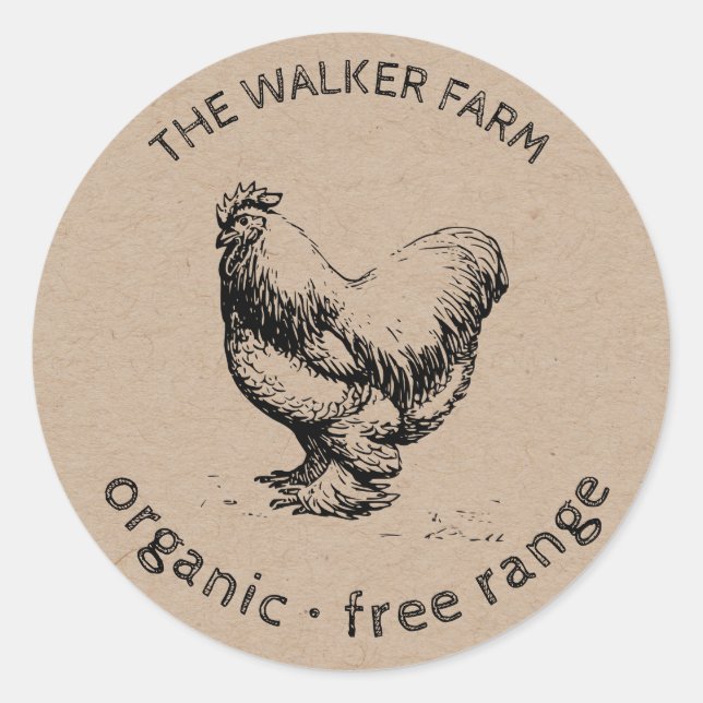 rustic chicken farmhouse monogram classic round st sticker (Front)