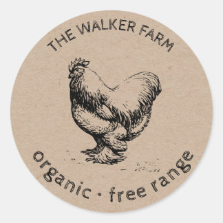 rustic chicken farmhouse monogram classic round st sticker