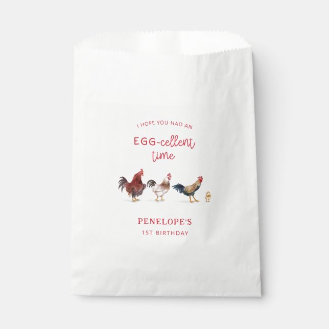 Rustic Chicken Kids Birthday Party Favour Bag (Front)