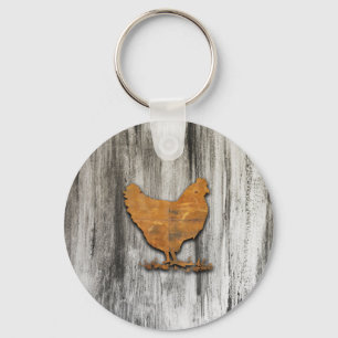 Rustic Chicken (Orange) Keychain